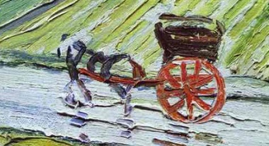 Van Gogas. Peizaas Overyje po lietaus. Detal