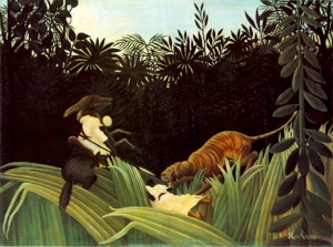 H.Rouseau. Attacking tiger, 1904