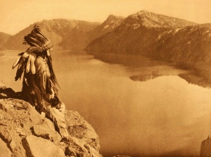 Native indian at crater lake