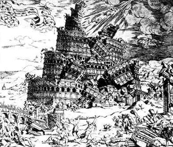 Crumbling Babel tower