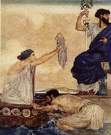 Danae gives out her baby, Perseus