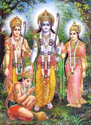 Hanuman at Rama and Sita
