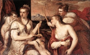 Tiziano. Venus blinds Cupidon