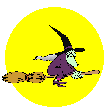 Witch flying on the broomstick