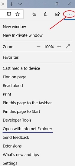 Open with IE